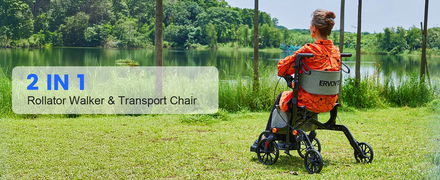 Amazon Listing Design for a 2-in-1 Rollator Transport Chair ecommerce product visual